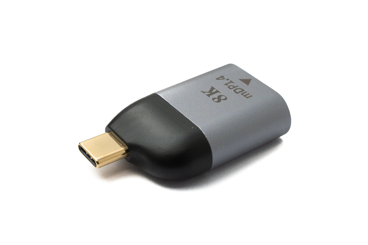 DisplayPort Adapter Mini DP Buchse zu USB 3.1 Typ C Stecker 4K Kabel in Grau | System-S