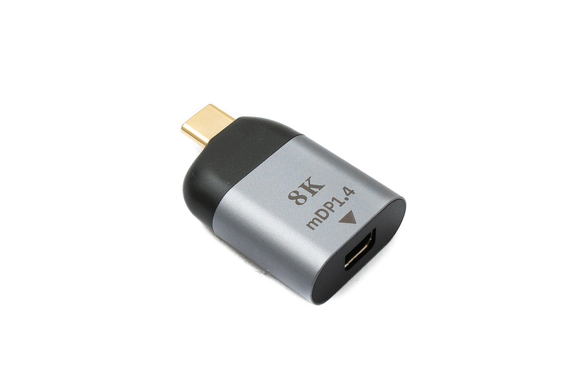 DisplayPort Adapter Mini DP Buchse zu USB 3.1 Typ C Stecker 4K Kabel in Grau | System-S