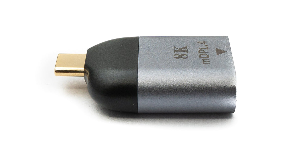 DisplayPort Adapter Mini DP Buchse zu USB 3.1 Typ C Stecker 4K Kabel in Grau | System-S