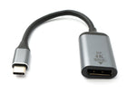 DisplayPort Kabel 19 cm DP Buchse zu USB 3.1 Typ C Stecker 4K Adapter in Grau | System-S