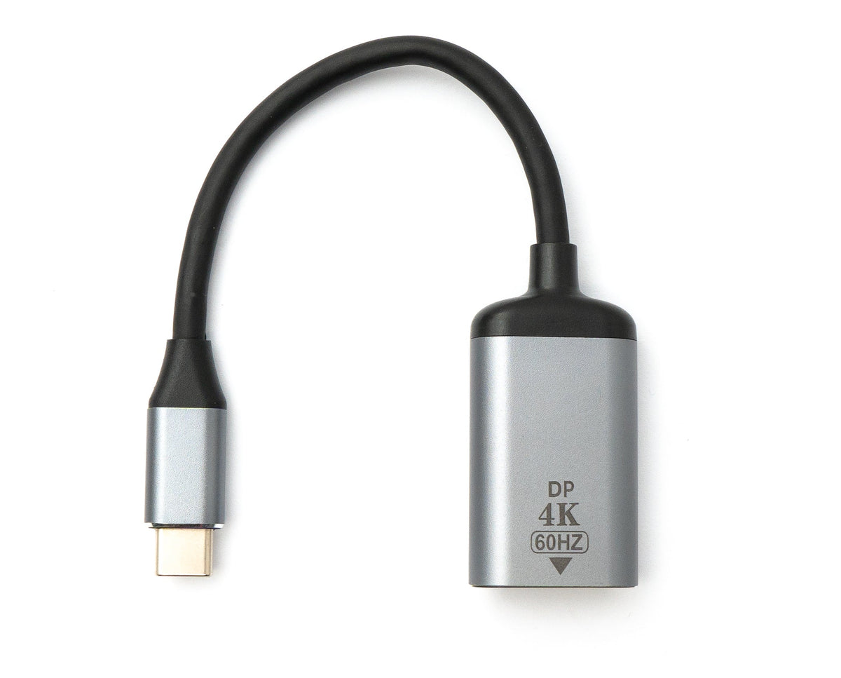 DisplayPort Kabel 19 cm DP Buchse zu USB 3.1 Typ C Stecker 4K Adapter in Grau | System-S