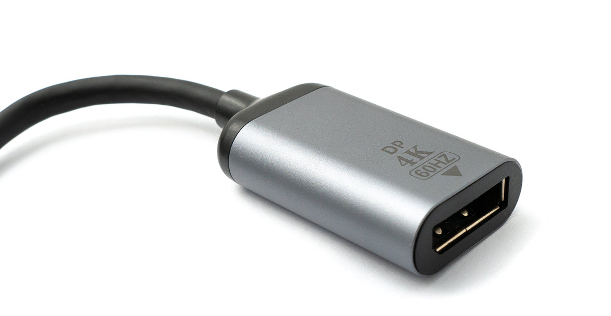 DisplayPort Kabel 19 cm DP Buchse zu USB 3.1 Typ C Stecker 4K Adapter in Grau | System-S