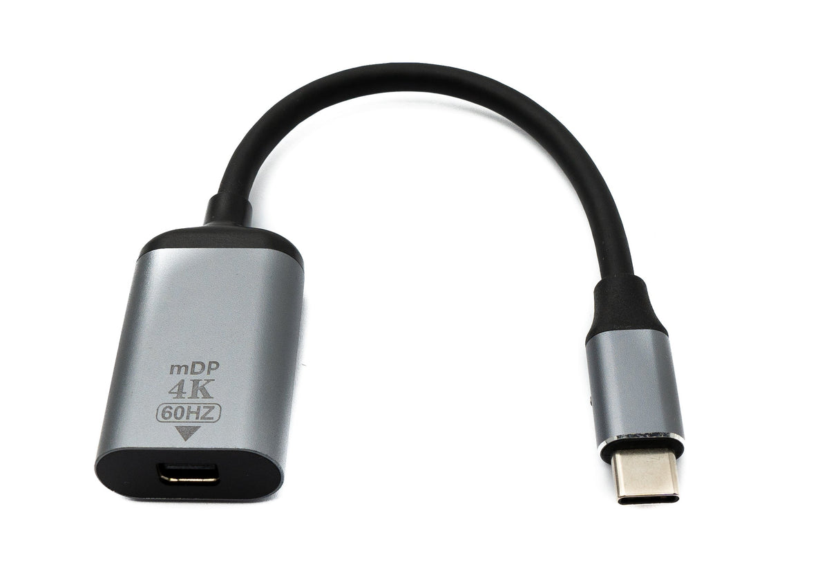 DisplayPort Kabel 19 cm Mini DP Buchse zu USB 3.1 Typ C Stecker 4K Adapter Grau | System-S