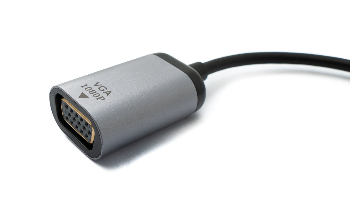 VGA Kabel 19 cm Buchse zu USB 3.1 Typ C Stecker in Grau | System-S