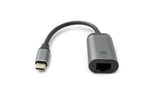 LAN Kabel 19 cm RJ45 Buchse zu USB 3.1 Typ C Stecker Adapter in Grau | System-S