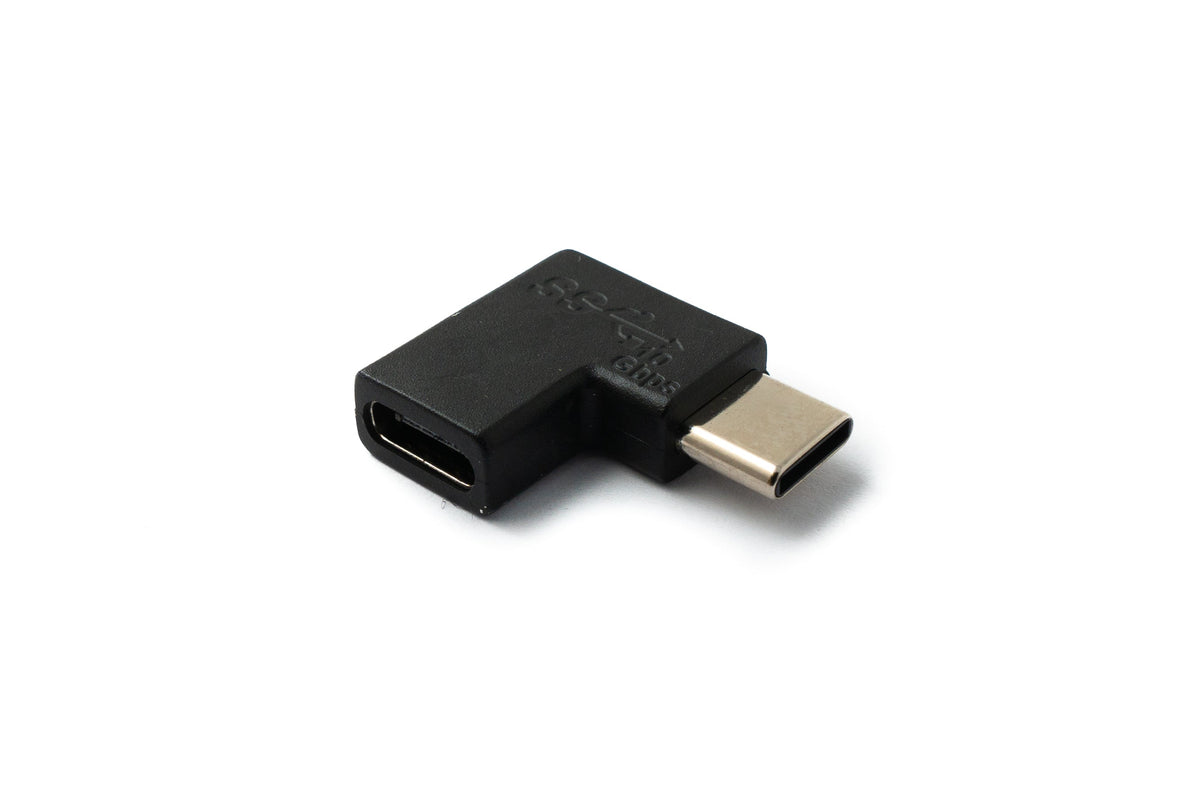USB 3.1 Adapter Typ C Stecker zu Buchse Winkel Kabel in Schwarz | System-S