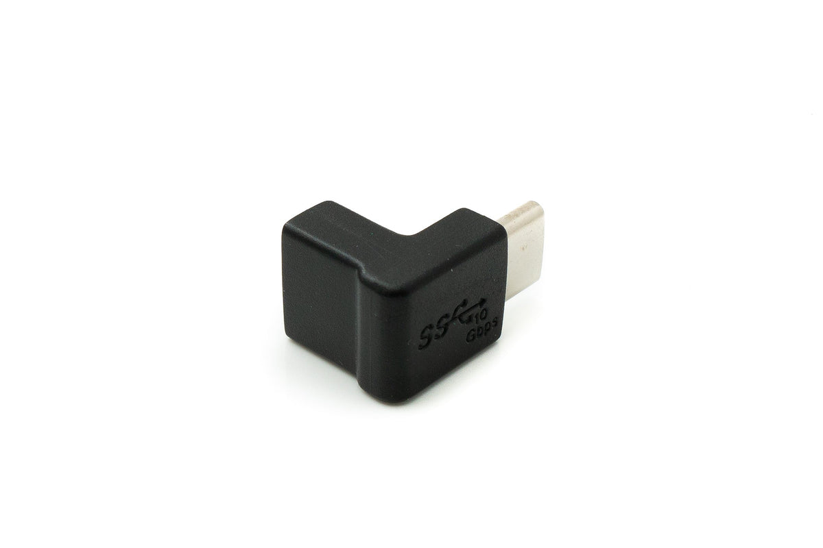 USB 3.1 Adapter Typ C Stecker zu Buchse Winkel Kabel in Schwarz | System-S