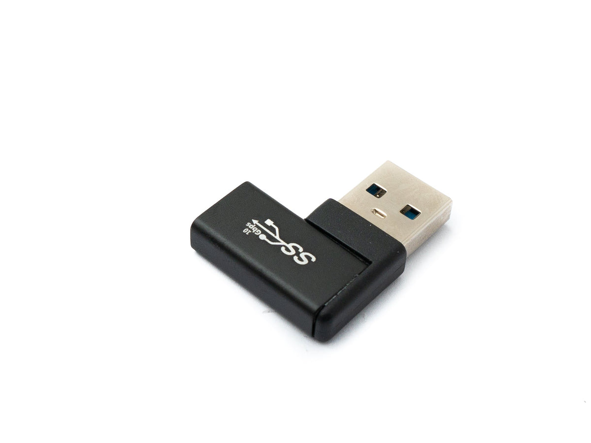 USB 3.1 Adapter Typ C Buchse zu 3.0 Typ A Stecker Winkel Kabel in Schwarz | System-S