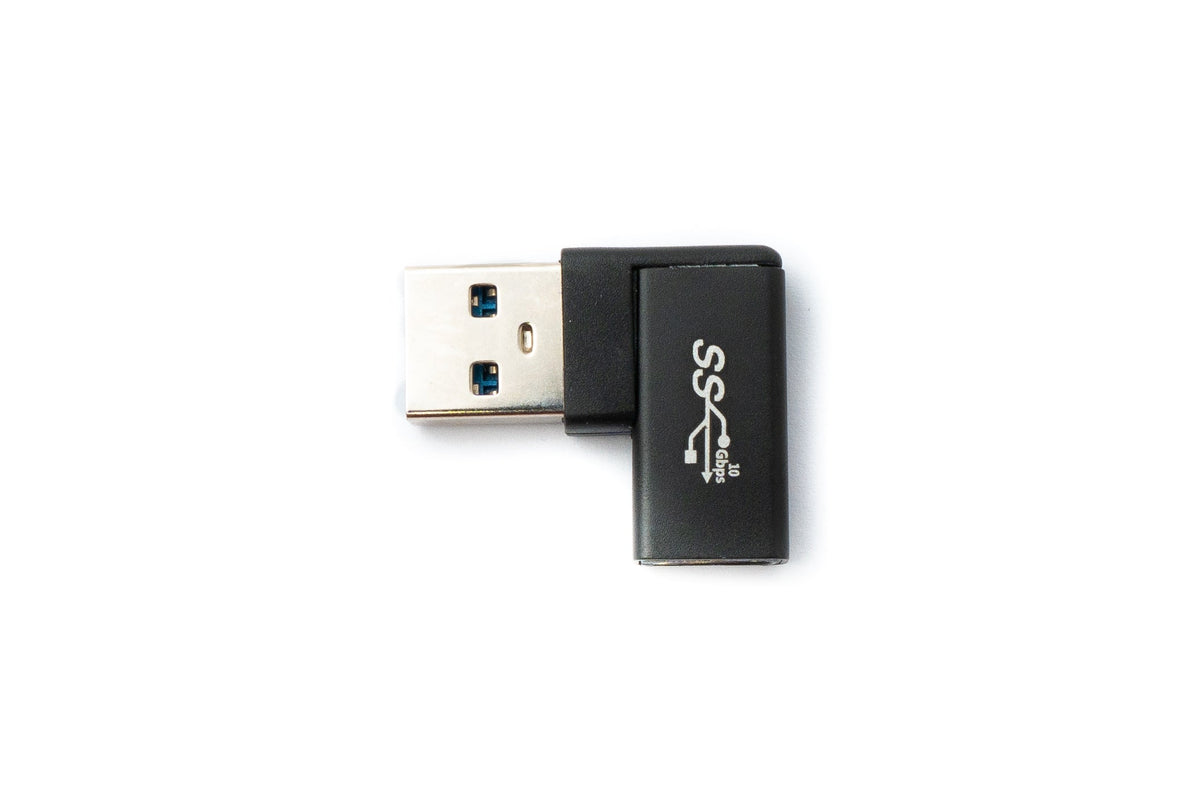 USB 3.1 Adapter Typ C Buchse zu 3.0 Typ A Stecker Winkel Kabel in Schwarz | System-S