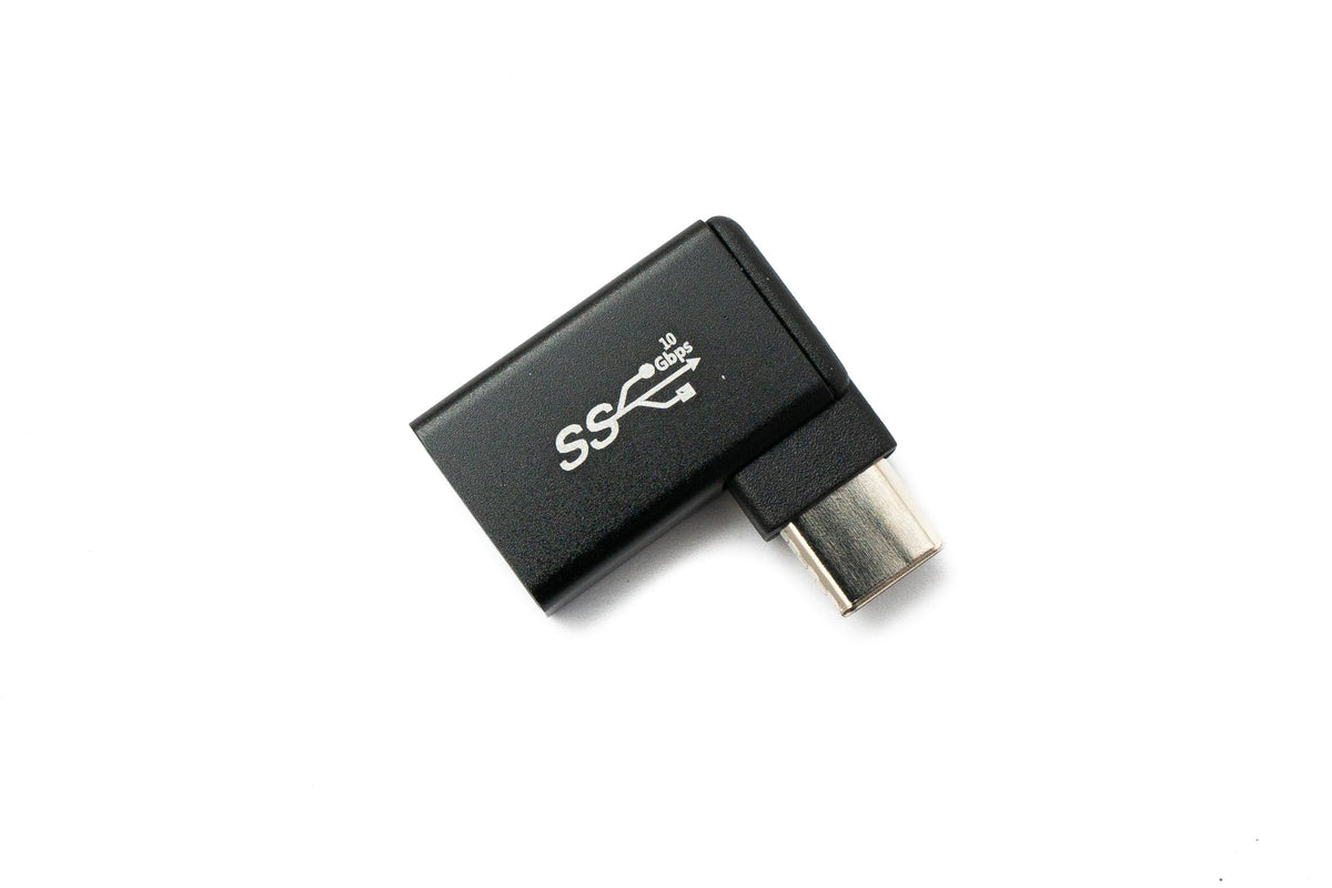 USB 3.1 Adapter Typ C Stecker zu 3.0 Typ A Buchse Winkel Kabel in Schwarz | System-S