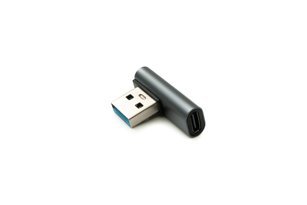 USB 3.1 Adapter Typ C Buchse zu 3.0 Typ A Stecker Winkel Kabel in Grau | System-S