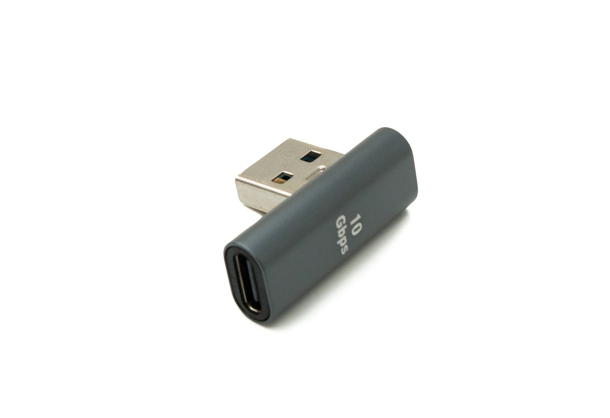 USB 3.1 Adapter Typ C Buchse zu 3.0 Typ A Stecker Winkel Kabel in Grau | System-S