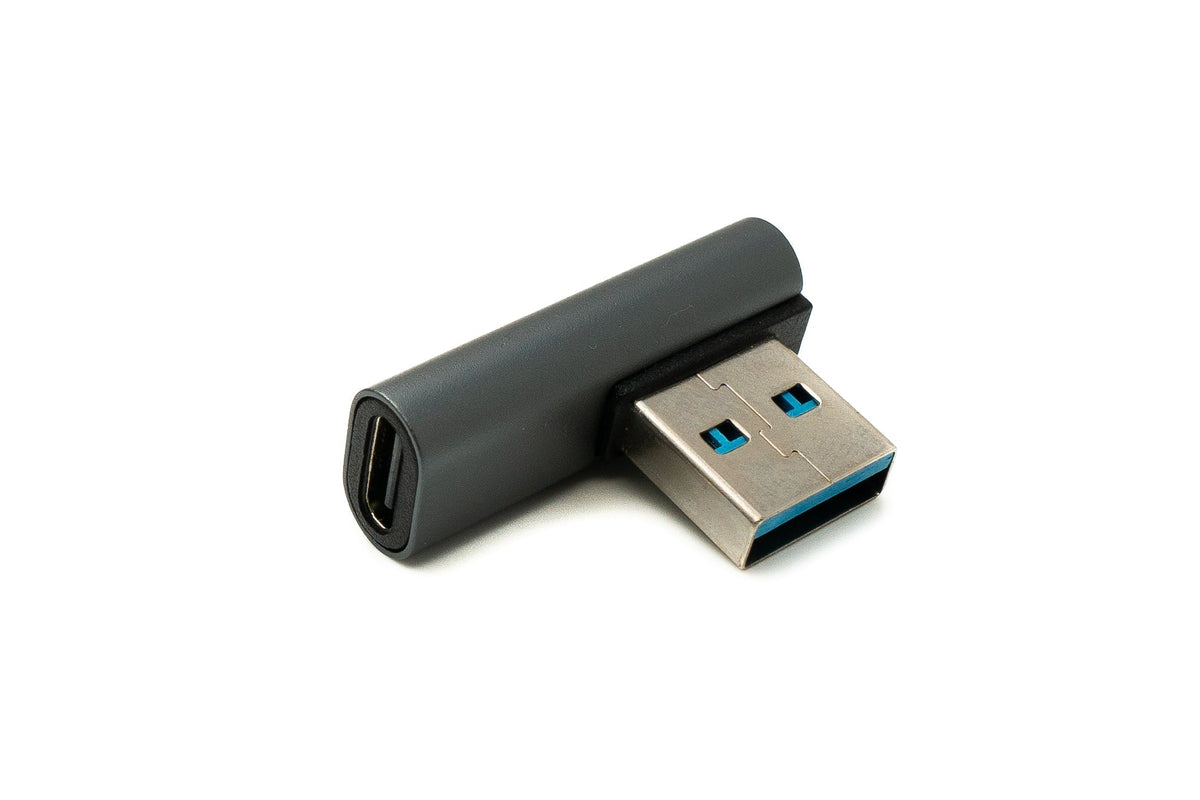 USB 3.1 Adapter Typ C Buchse zu 3.0 Typ A Stecker Winkel Kabel in Grau | System-S