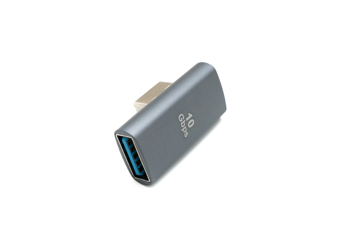 USB 3.0 Adapter Typ A Stecker zu Buchse Winkel Kabel in Grau | System-S