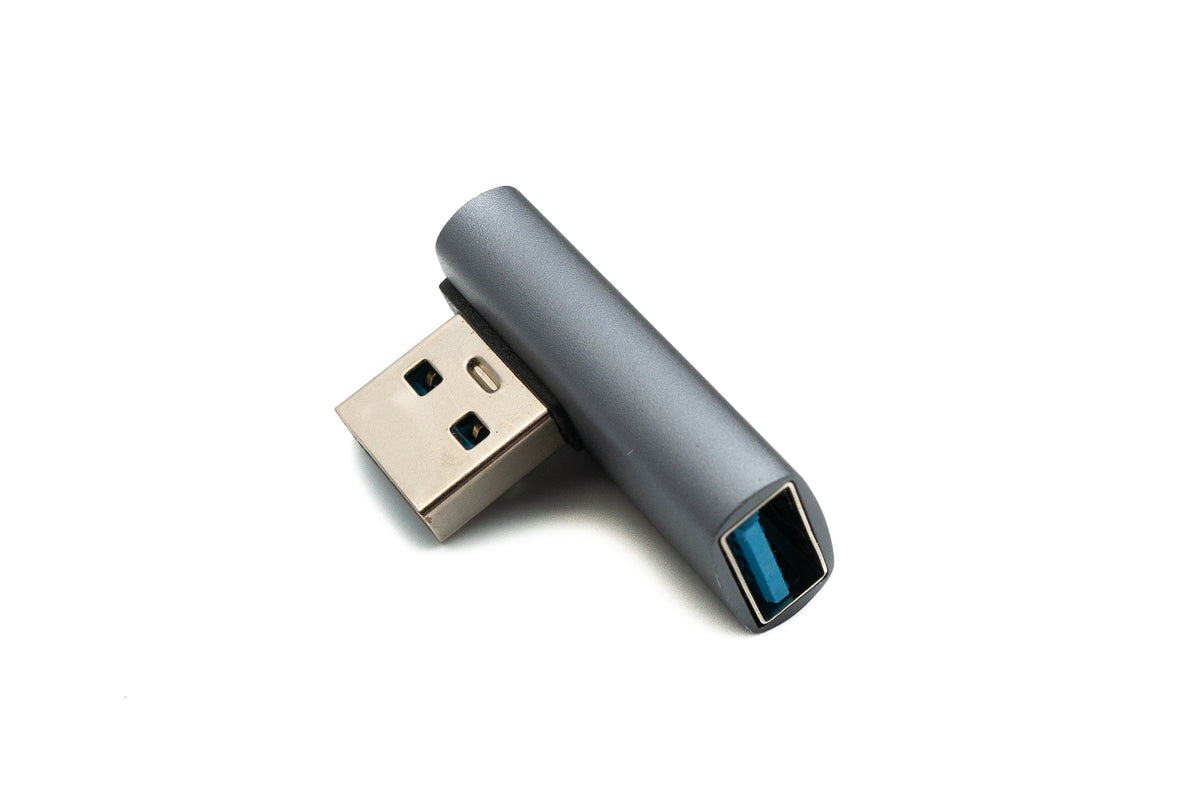 USB 3.0 Adapter Typ A Stecker zu Buchse Winkel Kabel in Grau | System-S