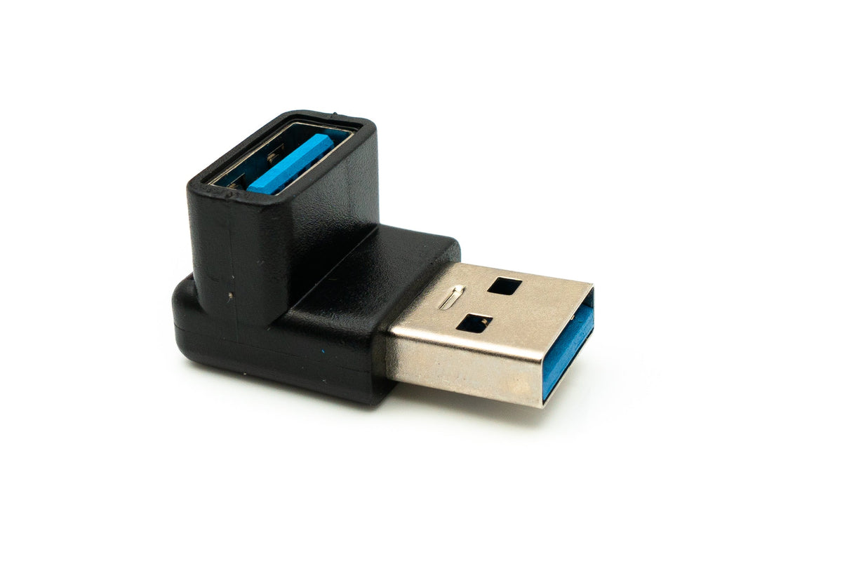 USB 3.0 Adapter Typ A Stecker zu Buchse Winkel Kabel in Schwarz | System-S