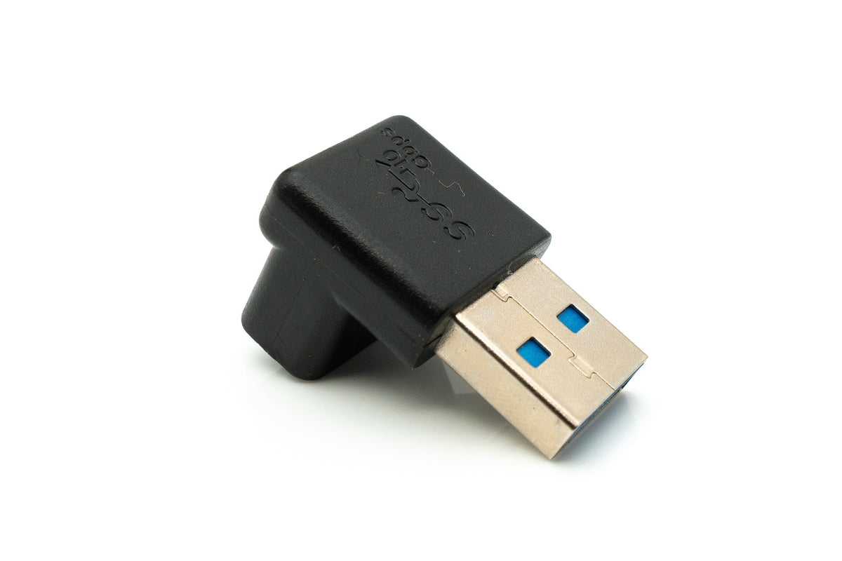 USB 3.0 Adapter Typ A Stecker zu Buchse Winkel Kabel in Schwarz | System-S