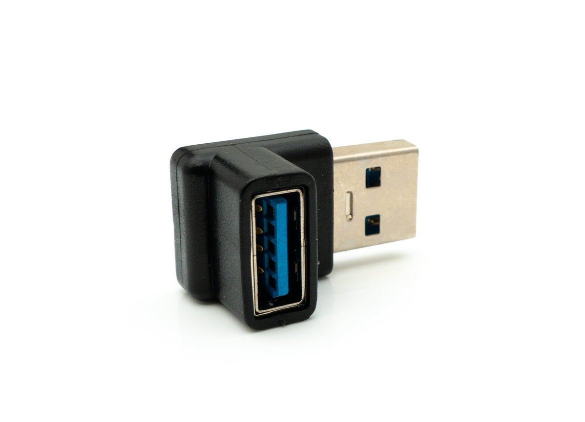 USB 3.0 Adapter Typ A Stecker zu Buchse Winkel Kabel in Schwarz | System-S