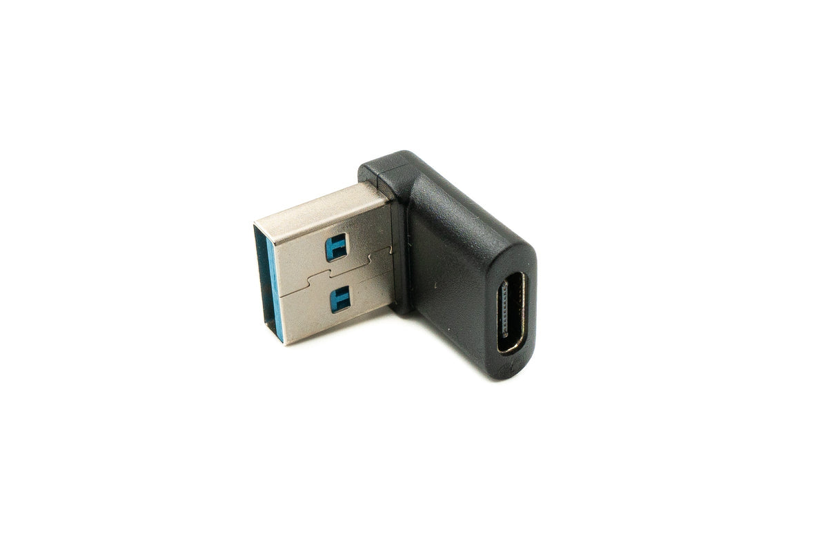 USB 3.1 Adapter Typ C Buchse zu 3.0 Typ A Stecker Winkel Kabel in Schwarz | System-S