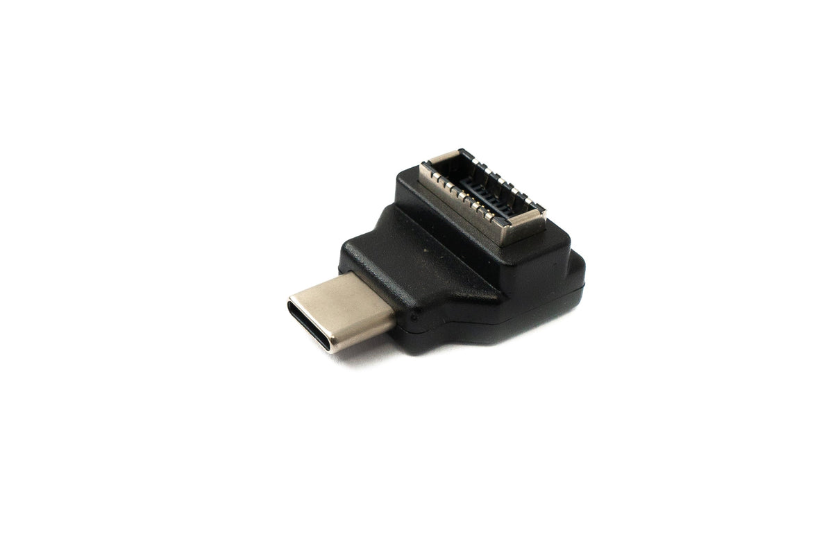 USB 3.1 Adapter Typ E Buchse zu Typ C Stecker Adapter Winkel in Schwarz | System-S