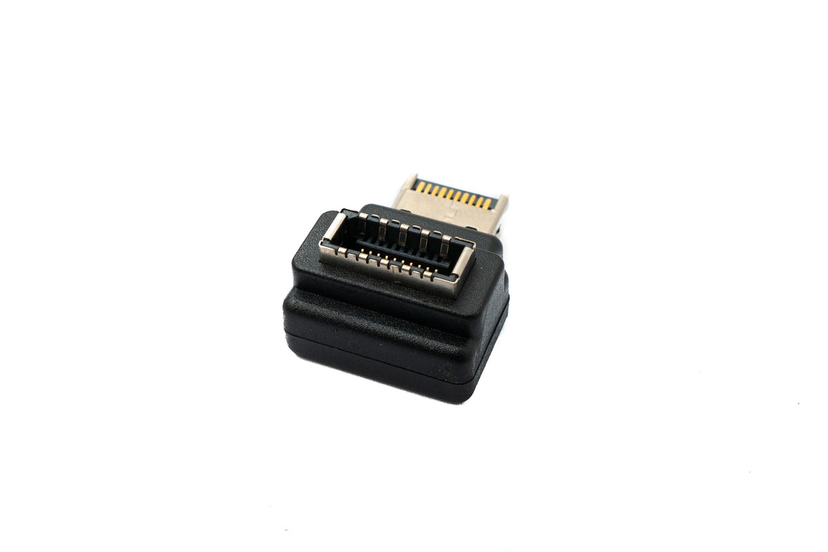 USB 3.1 Adapter Typ E Buchse zu Stecker 90° Winkeladapter PH74A in Schwarz | System-S