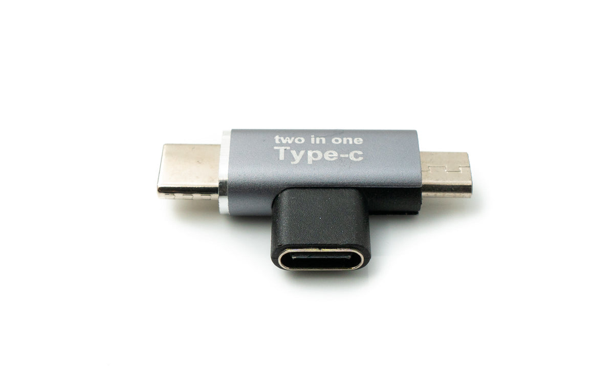 USB 3.1 Y Adapter Typ C Buchse zu Stecker & 2.0 Micro B Stecker Winkel Kabel | System-S