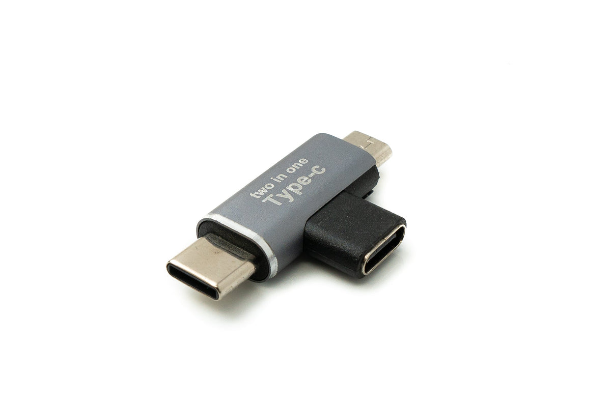 USB 3.1 Y Adapter Typ C Buchse zu Stecker & 2.0 Micro B Stecker Winkel Kabel | System-S