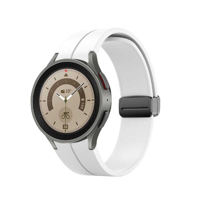 Armband 20 mm aus Silikon für Samsung Galaxy Watch 5 4 Smartwatch in Weiß | System-S