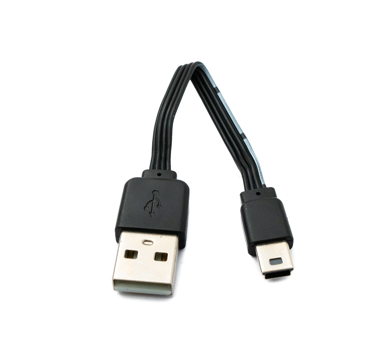 USB 2.0 Kabel 13 cm Mini B Stecker zu Typ A Stecker kurz flach Schwarz | System-S