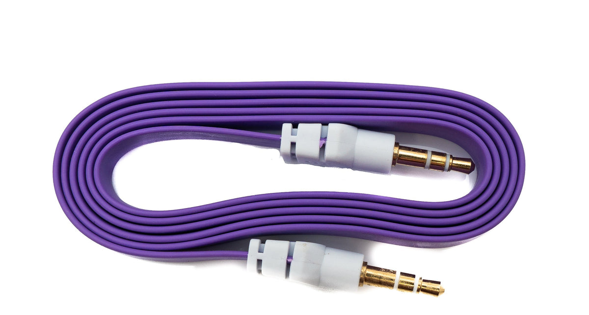 Audio Kabel 100 cm Stereo AUX Klinke 3,5 mm Stecker zu Stecker flach in Lila | System-S