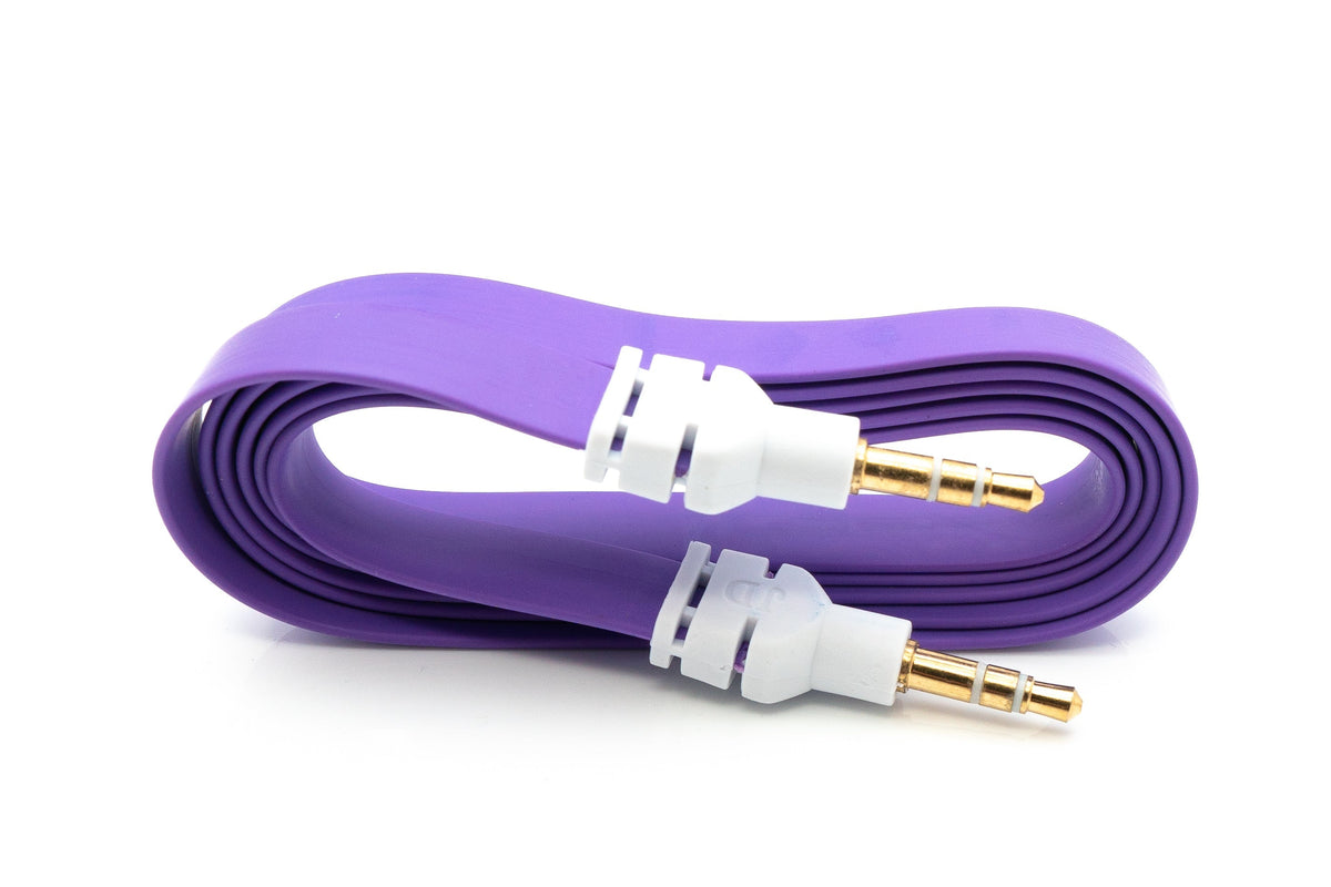 Audio Kabel 100 cm Stereo AUX Klinke 3,5 mm Stecker zu Stecker flach in Lila | System-S