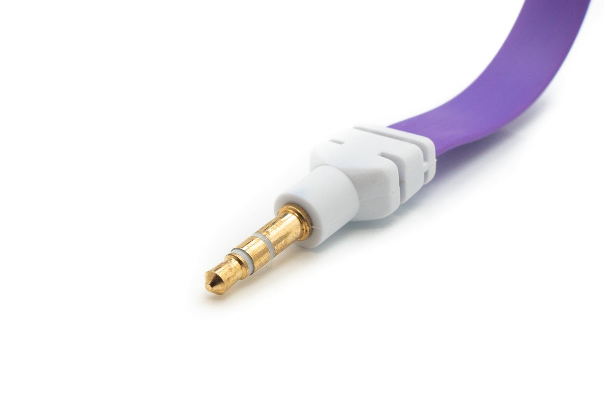 Audio Kabel 100 cm Stereo AUX Klinke 3,5 mm Stecker zu Stecker flach in Lila | System-S