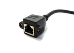LAN Kabel 30 cm 8P8C Stecker zu Buchse Winkel Schraube in Schwarz | System-S