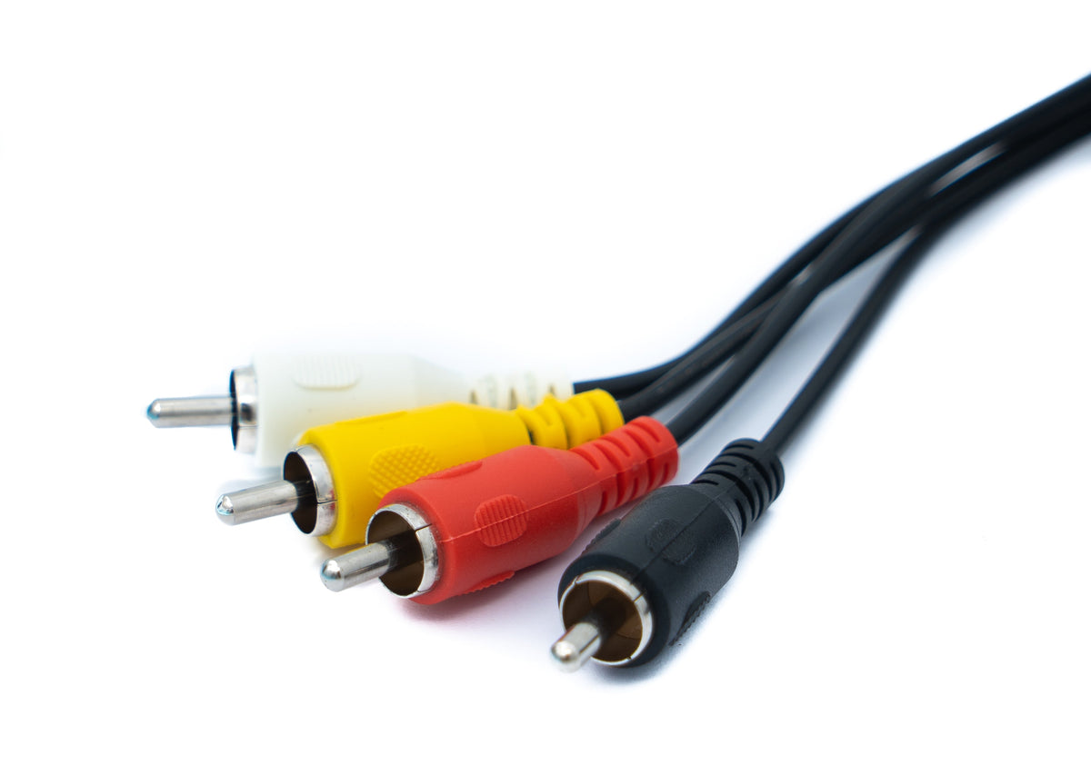 Cinch 4 RCA Kabel 150 cm Stecker zu DIN 5 polig Stecker Stereo Schwarz | System-S