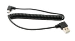 USB 2.0 Kabel 100 cm Typ A Stecker zu Mini B Stecker Spirale Winkel in Schwarz | System-S