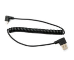 USB 2.0 Kabel 100 cm Typ A Stecker zu Mini B Stecker Spirale Winkel in Schwarz | System-S