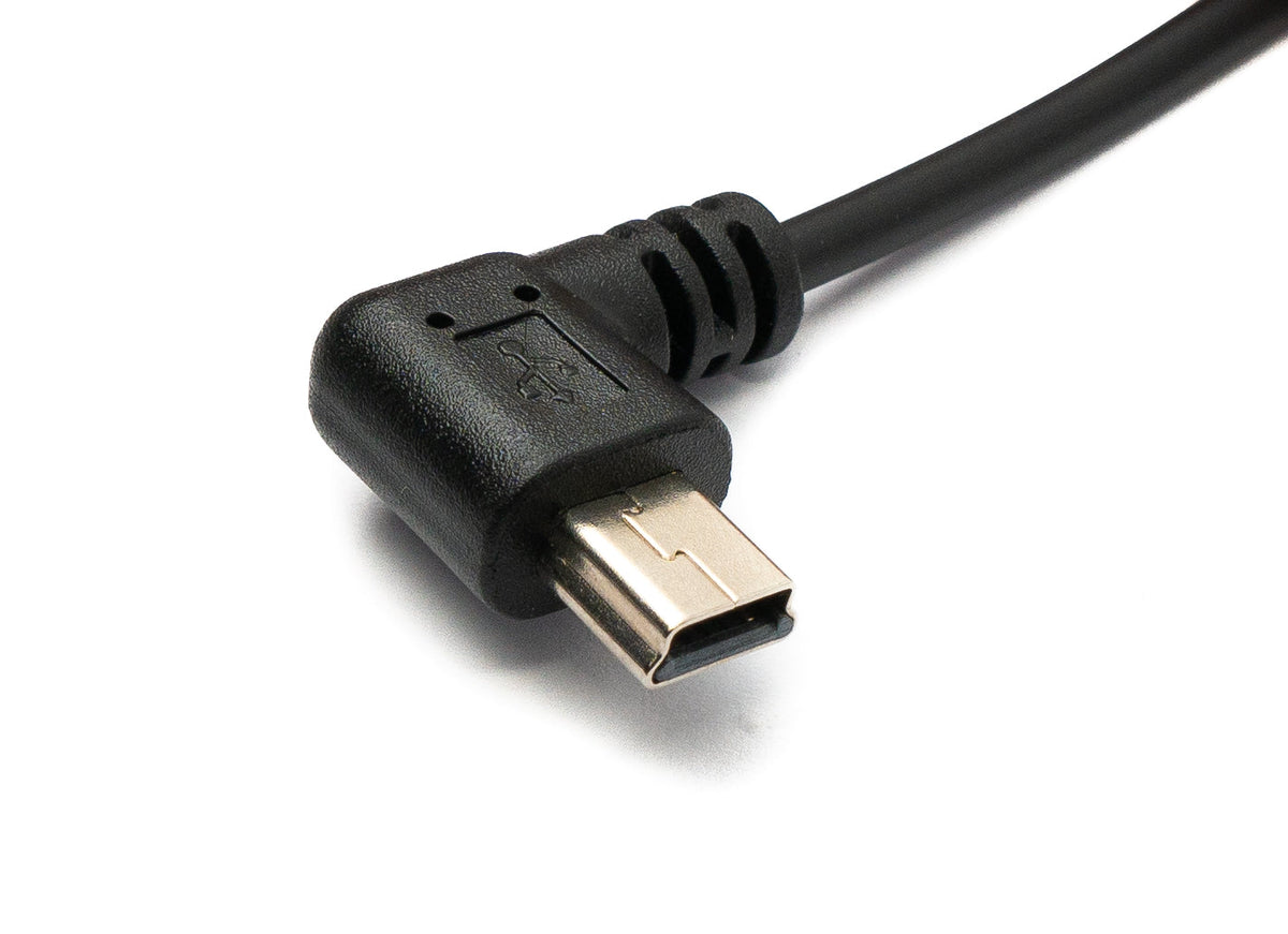 USB 2.0 Kabel 100 cm Typ A Stecker zu Mini B Stecker Spirale Winkel in Schwarz | System-S