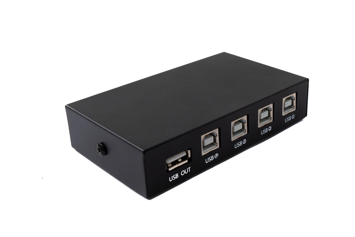 USB 2.0 Switch 4x Typ B Buchse zu A Buchse Hub Schalter Adapter in Schwarz | System-S