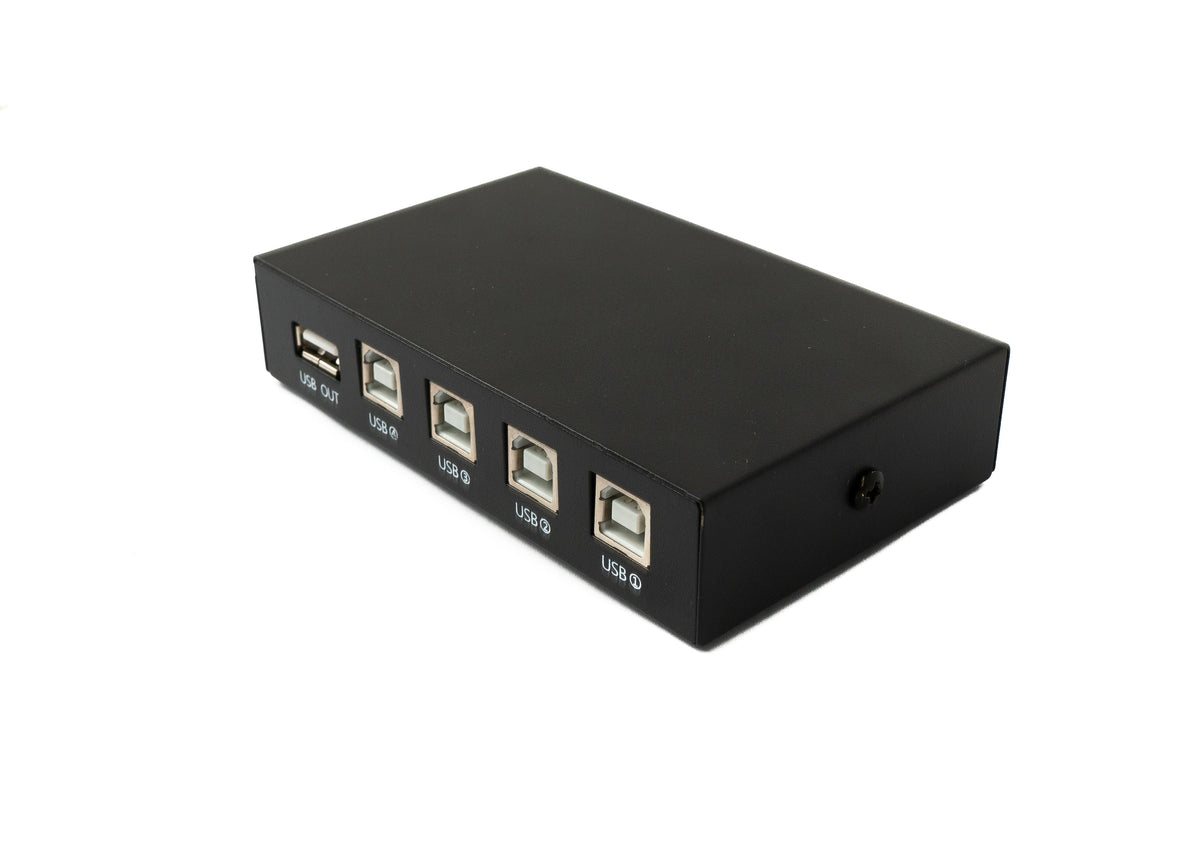 USB 2.0 Switch 4x Typ B Buchse zu A Buchse Hub Schalter Adapter in Schwarz | System-S