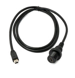 USB 2.0 Kabel 100 cm Mini B Stecker zu Buchse Bulkhead Wasserfest in Schwarz | System-S