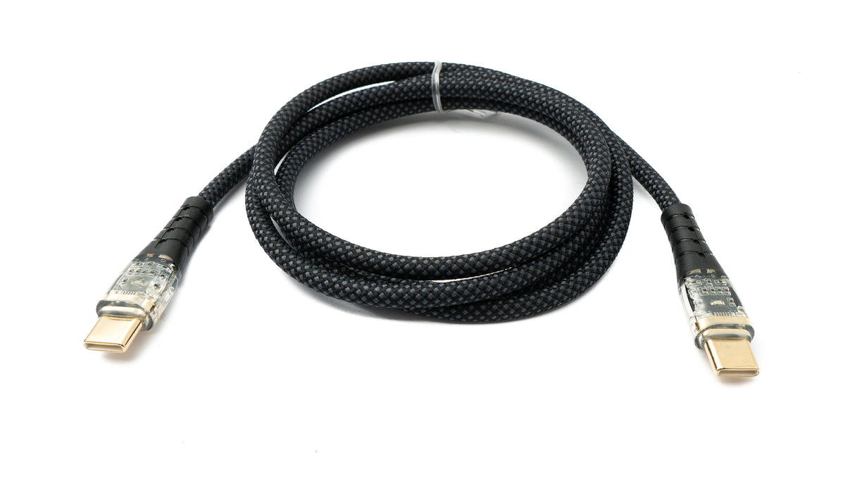 USB 3.1 Typ C Kabel 100 cm Stecker zu Stecker 5 Gbit/s geflochten Schwarz | System-S