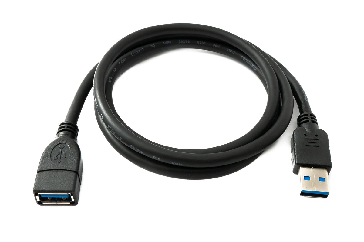 USB 3.0 Kabel 100 cm Typ A Stecker zu Buchse 5 Gbit/s in Schwarz | System-S