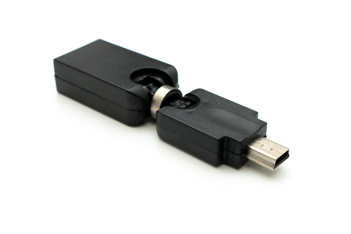 USB 2.0 Adapter Mini B Stecker zu Typ A Buchse 360° Winkel Kabel in Schwarz | System-S