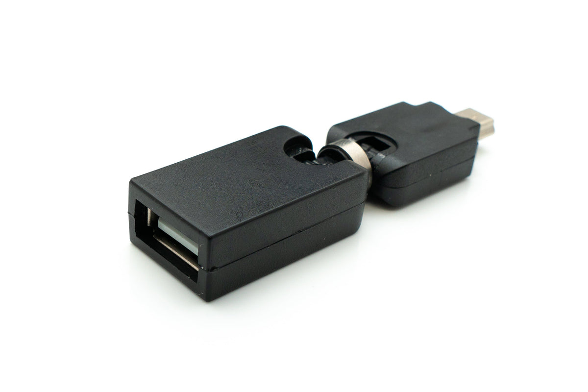 USB 2.0 Adapter Mini B Stecker zu Typ A Buchse 360° Winkel Kabel in Schwarz | System-S