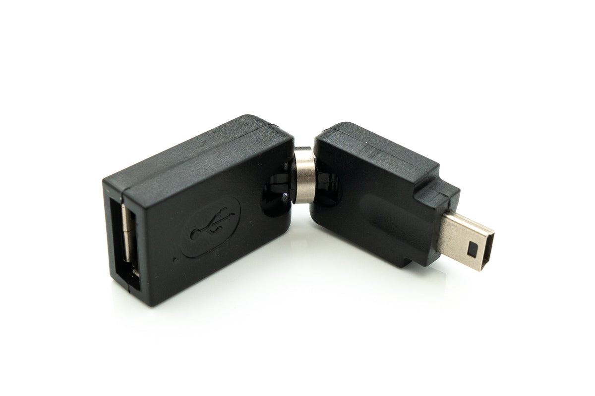 USB 2.0 Adapter Mini B Stecker zu Typ A Buchse 360° Winkel Kabel in Schwarz | System-S