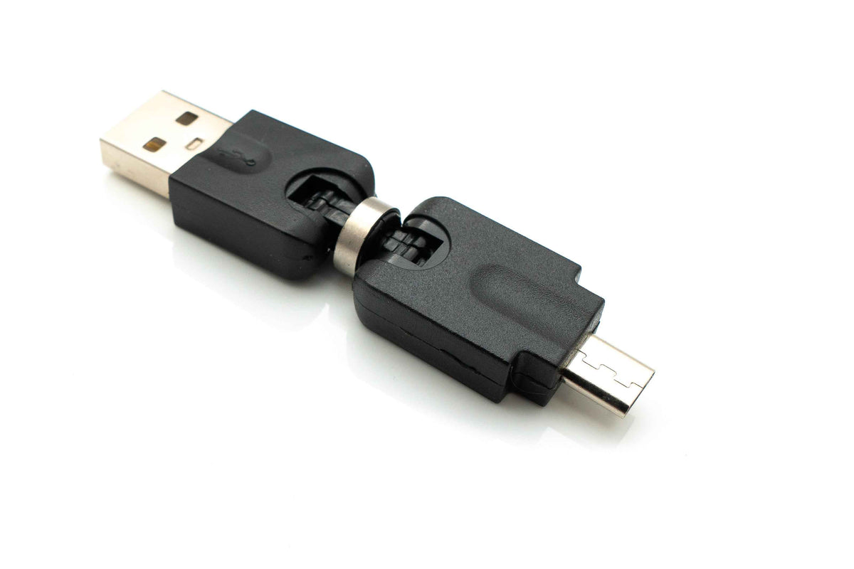 USB 2.0 Adapter Micro B Stecker zu Typ A Buchse 360° Winkel Kabel in Schwarz | System-S