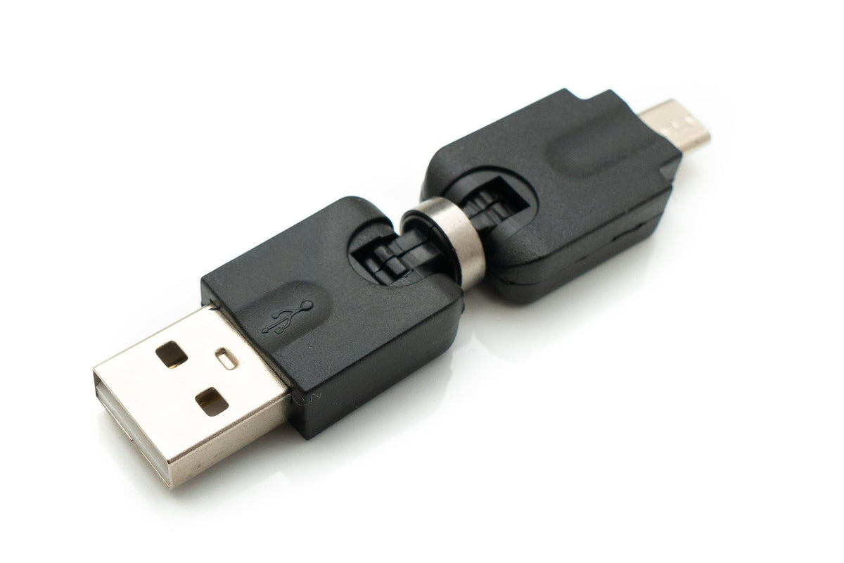 USB 2.0 Adapter Micro B Stecker zu Typ A Buchse 360° Winkel Kabel in Schwarz | System-S