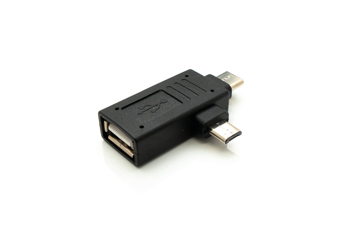 USB Y 3.1 Adapter Typ C Stecker & 2.0 Micro B Stecker zu A Buchse Kabel Schwarz | System-S
