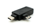 USB Y 3.1 Adapter Typ C Stecker & 2.0 Micro B Stecker zu A Buchse Kabel Schwarz | System-S