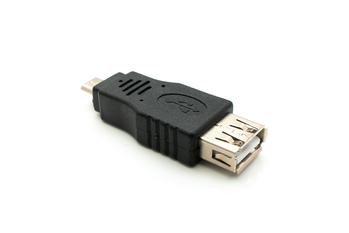 USB 2.0 Adapter Micro B Stecker zu Typ A Buchse Kabel in Schwarz | System-S